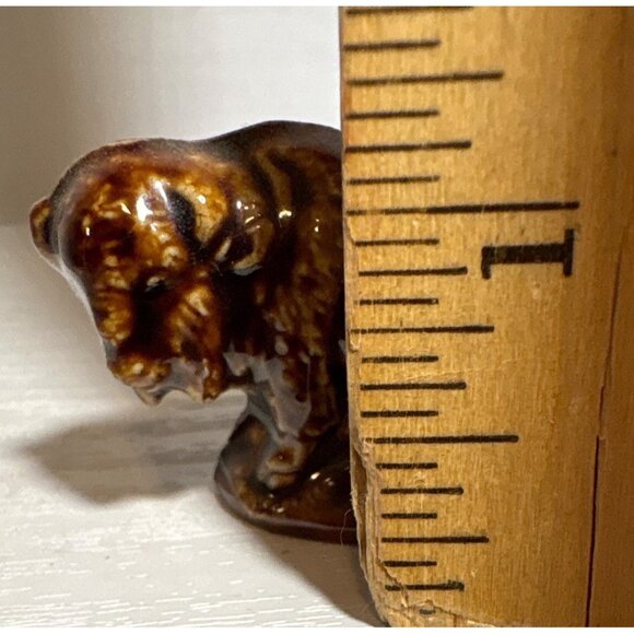 Vintage Wade England Buffalo Figurine Brown Glazed Ceramic Miniature Collectible - Picture 5 of 5